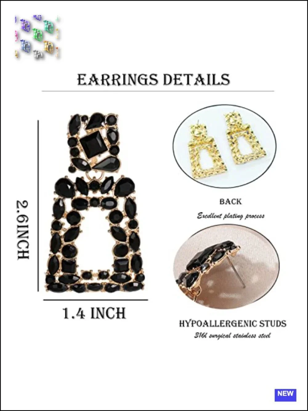 Rhinestone Rectangle Dangle Statement Earrings Crystal Geometric Drop